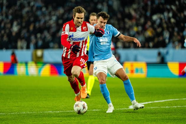 Malmo FF v Crvena Zvezda, UEFA Europa League, Malmo Sweden Malmo, Sweden. 22nd, January 2026. Aleksandar Katai (10) seen during the UEFA Europa League match between Malmo FF and Crvena Zvezda at Eleda Stadion in Malmo. Sweden, Malmo, Eleda Stadion  Copyright: xGonzalesxPhoto TobiasxJorgensenx