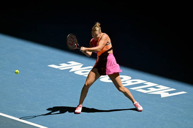 TENNIS AUSTRALIAN OPEN, Aryna Sabalenka of Russia in action during the Womens 3rd round match against Anastasia Potapova of Austria on day 6 of the 2026 Australian Open tennis tournament at Melbourne Park in Melbourne, Friday, January 23, 2026. ( NO ARCHIVING MELBOURNE VICTORIA AUSTRALIA  Copyright: xLUKASxCOCHx 20260123122939985768