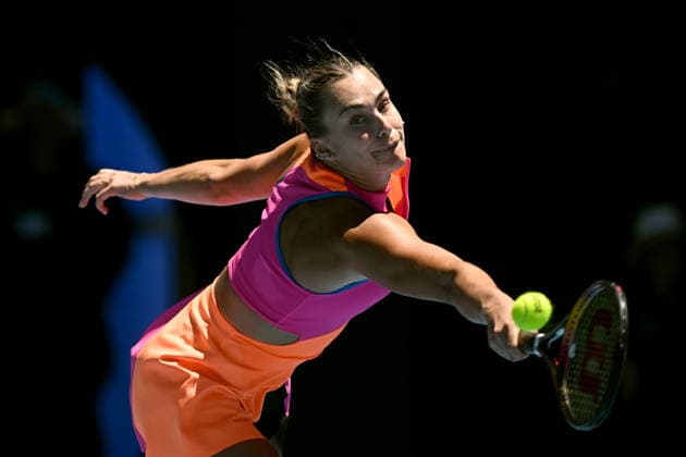 TENNIS AUSTRALIAN OPEN, Aryna Sabalenka of Russia in action during the Womens 3rd round match against Anastasia Potapova of Austria on day 6 of the 2026 Australian Open tennis tournament at Melbourne Park in Melbourne, Friday, January 23, 2026. ( NO ARCHIVING MELBOURNE VICTORIA AUSTRALIA  Copyright: xLUKASxCOCHx 20260123125715191006