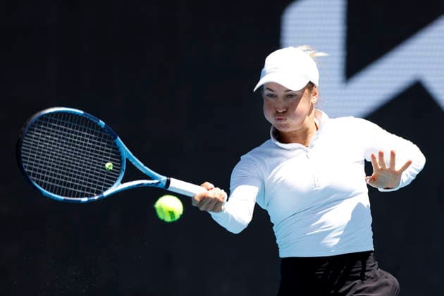 TENNIS AUSTRALIAN OPEN, Yulia Putintseva of Kazakhstan in action during the Women™s 3rd round match against Zeynep Sonmez of Turkiye on day 6 of the 2026 Australian Open tennis tournament at Melbourne Park in Melbourne, Friday, January 23, 2026. ( NO ARCHIVING MELBOURNE VICTORIA AUSTRALIA  Copyright: xROBxPREZIOSOx 20260123146295599667