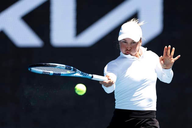 TENNIS AUSTRALIAN OPEN, Yulia Putintseva of Kazakhstan in action during the Women™s 3rd round match against Zeynep Sonmez of Turkiye on day 6 of the 2026 Australian Open tennis tournament at Melbourne Park in Melbourne, Friday, January 23, 2026. ( NO ARCHIVING MELBOURNE VICTORIA AUSTRALIA  Copyright: xROBxPREZIOSOx 20260123138471104897
