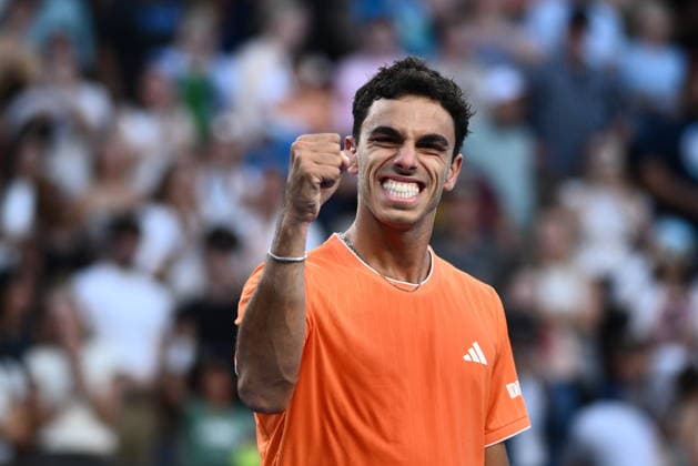 TENNIS AUSTRALIAN OPEN, Francisco Cerundolo of Argentina celebrates match point during the Men™s 3rd round match against Andrey Rublev of Russia on day 6 of the 2026 Australian Open tennis tournament at Melbourne Park in Melbourne, Wednesday, January 22, 2026. ( NO ARCHIVING MELBOURNE VICTORIA AUSTRALIA  Copyright: xJOELxCARRETTx 20260123176221796515