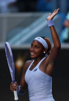 (260123) -- MELBOURNE, Jan. 23, 2026 -- Coco Gauff of the United States celebrates after winning the women s singles 3rd round match against Hailey Baptiste of the United States at the Australian Open tennis tournament in Melbourne, Australia, Jan. 23, 2026. ) (SP)AUSTRALIA-MELBOURNE-TENNIS-AUSTRALIAN OPEN-WOMEN S SINGLES MaxPing 