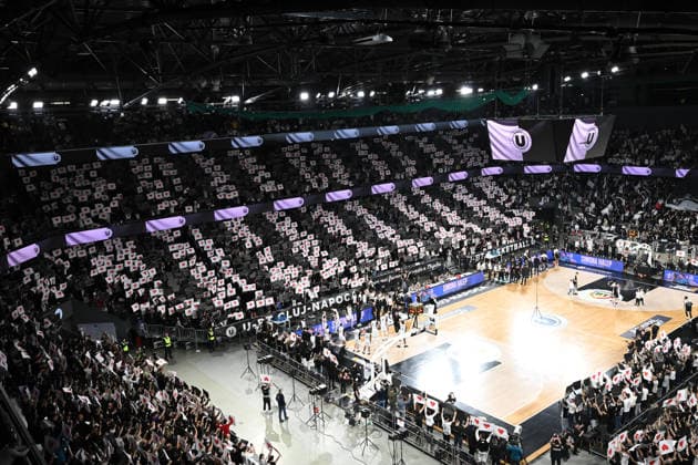 Cluj choreography presented in the stands at the mens basketball match between U BT Cluj and Partizan Mozzart Bet Belgrad, in the ABA League, held in U BT Arena in Cluj Napoca, Sunday, December 7, 2025 Cluj Napoca Copyright: xRazvanxPasarica SPORTxPICTURESx