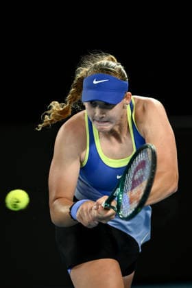 TENNIS AUSTRALIAN OPEN, Mirra Andreeva of Russia in action during the Women™s 3rd round match against Elena-Gabriela Ruse of Romania on day 6 of the 2026 Australian Open tennis tournament at Melbourne Park in Melbourne, Wednesday, January 22, 2026. ( NO ARCHIVING MELBOURNE VICTORIA AUSTRALIA  Copyright: xJOELxCARRETTx 20260123111354820260