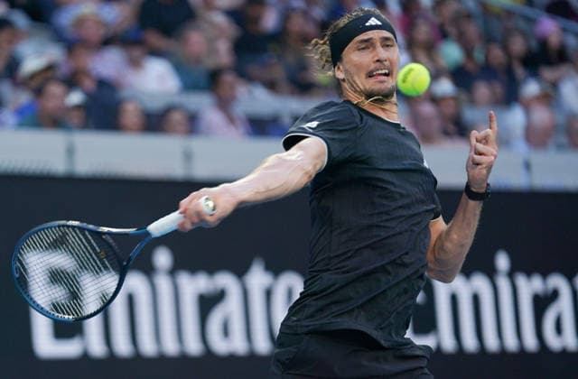 (260123) -- MELBOURNE, Jan. 23, 2026 -- Alexander Zverev hits a return during the men s singles 3rd round match between Alexander Zverev of Germany and Cameron Norrie of Britain at the Australian Open tennis tournament in Melbourne, Australia, Jan. 23, 2026. (Photo by Xinhua) (SP)AUSTRALIA-MELBOURNE-TENNIS-AUSTRALIAN OPEN-MEN S SINGLES WangxShen 