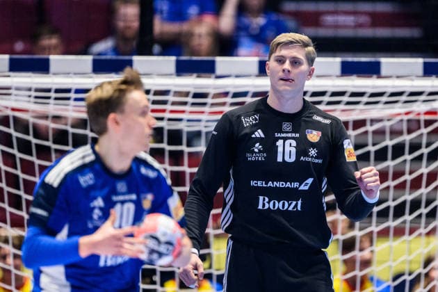 260123 Goalkeeper Viktor Hallgrimsson of Iceland during the EHF European Handball Championship main round match between Iceland and Croatia on January 23, 2026 in Malmö. Photo: Petter Arvidson BILDBYRAN kod PA PA1134 handball handboll handball handbolls-em 2026 croatia kroatien island iceland ehf european handball championship bbeng grappa33 jubel Copyright: PETTERxARVIDSON BB260123PA005