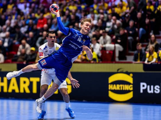 260123 Gisli Thorgeir Kristjansson of Iceland during the EHF European Handball Championship main round match between Iceland and Croatia on January 23, 2026 in Malmö. Photo: Petter Arvidson BILDBYRAN kod PA PA1134 handball handboll handball handbolls-em 2026 croatia kroatien island iceland ehf european handball championship bbeng grappa33 Copyright: PETTERxARVIDSON BB260123PA008