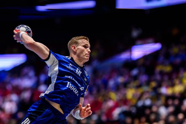 260123 Ellidi Vidarsson of Iceland during the EHF European Handball Championship main round match between Iceland and Croatia on January 23, 2026 in Malmö. Photo: Petter Arvidson BILDBYRAN kod PA PA1134 handball handboll handball handbolls-em 2026 croatia kroatien island iceland ehf european handball championship bbeng grappa33 Copyright: PETTERxARVIDSON BB260123PA010