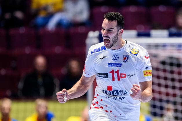 260123 Zvonimir Srna of Croatia during the EHF European Handball Championship main round match between Iceland and Croatia on January 23, 2026 in Malmö. Photo: Petter Arvidson BILDBYRAN kod PA PA1134 handball handboll handball handbolls-em 2026 croatia kroatien island iceland ehf european handball championship bbeng grappa33 jubel Copyright: PETTERxARVIDSON BB260123PA011