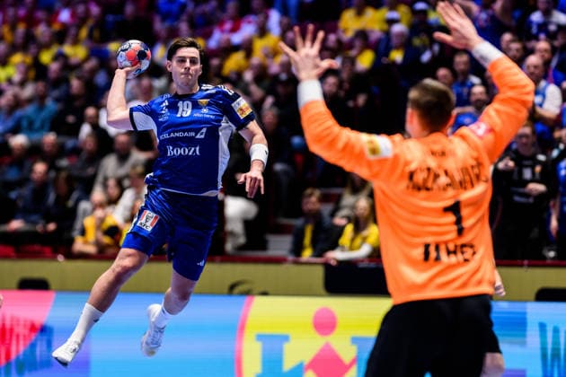 260123 Orri Freyr Thorkelsson of Iceland during the EHF European Handball Championship main round match between Iceland and Croatia on January 23, 2026 in Malmö. Photo: Petter Arvidson BILDBYRAN kod PA PA1134 handball handboll handball handbolls-em 2026 croatia kroatien island iceland ehf european handball championship bbeng grappa33 Copyright: PETTERxARVIDSON BB260123PA020
