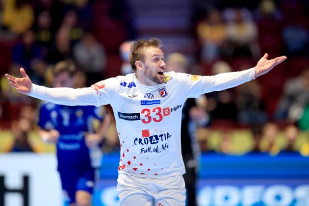 Croatia s Luka Cindric in action during the 2026 EHF European Men s Handball Championship (the EHF Euro 2026) match between Iceland and Croatia, at Malmo Arena in Malmo, Sweden, on January 23, 2026. MALMÖ SWEDEN x10600x