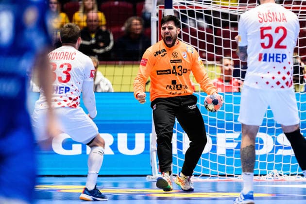 260123 Luka Cindric of Croatia celebrates during the EHF European Handball Championship main round match between Iceland and Croatia on January 23, 2026 in Malmö. Photo: Petter Arvidson BILDBYRAN kod PA PA1134 handball handboll handball handbolls-em 2026 croatia kroatien island iceland ehf european handball championship bbeng grappa33 jubel celebrates Copyright: PETTERxARVIDSON BB260123PA075