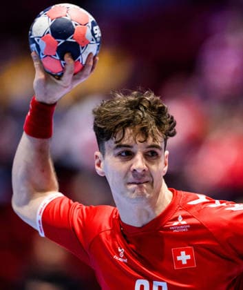 260123 Noam Leopold of Switzerland during the EHF European Handball Championship main round match between Switzerland and Hungary on January 23, 2026 in Malmö. Photo: Petter Arvidson BILDBYRAN kod PA PA1135 handball handboll handball handbolls-em 2026 croatia kroatien island iceland ehf european handball championship bbeng switzerland schweiz ungern hungary Copyright: PETTERxARVIDSON BB260123PA083