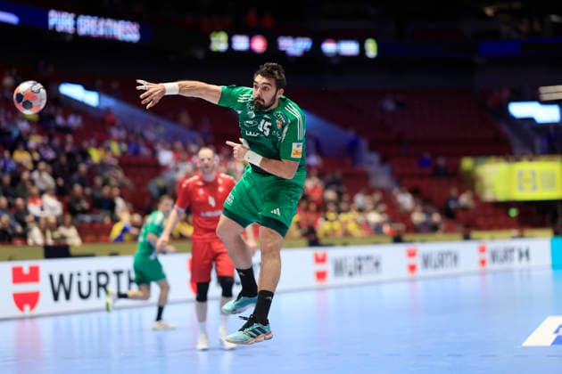 MALMÖ, SVERIGE 20260123 Hungary s Miklos Rosta in action during the 2026 EHF European Men s Handball Championship (the EHF Euro 2026) match between Switzerland and Hungary, at Malmo Arena in Malmo, Sweden, on January 23, 2026. MALMÖ SVERIGE x10600x