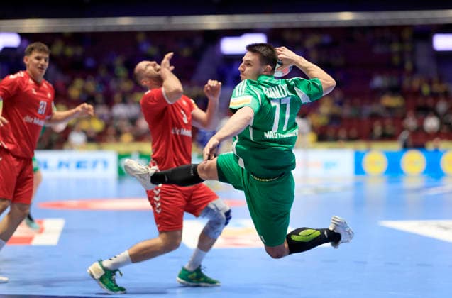 MALMÖ, SVERIGE 20260123 Hungary s Egon Hanusz in action during the 2026 EHF European Men s Handball Championship (the EHF Euro 2026) match between Switzerland and Hungary, at Malmo Arena in Malmo, Sweden, on January 23, 2026. MALMÖ SVERIGE x10600x
