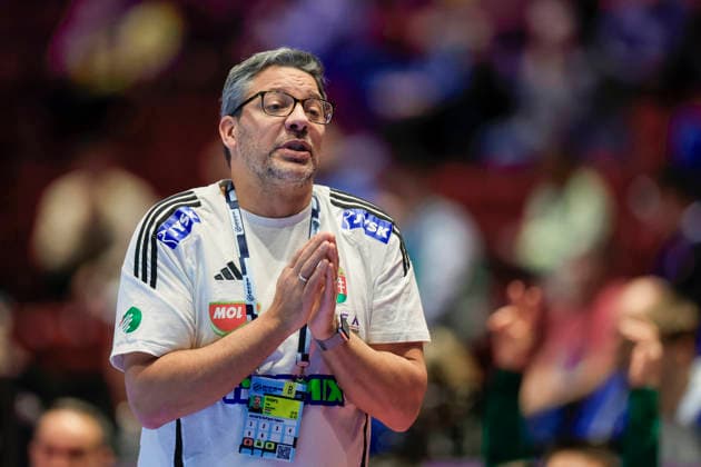 Hungary s coach JosÃ Rodriguez in action during the 2026 EHF European Men s Handball Championship (the EHF Euro 2026) match between Switzerland and Hungary, at Malmo Arena in Malmo, Sweden, on January 23, 2026. MALMÖ SWEDEN x10600x