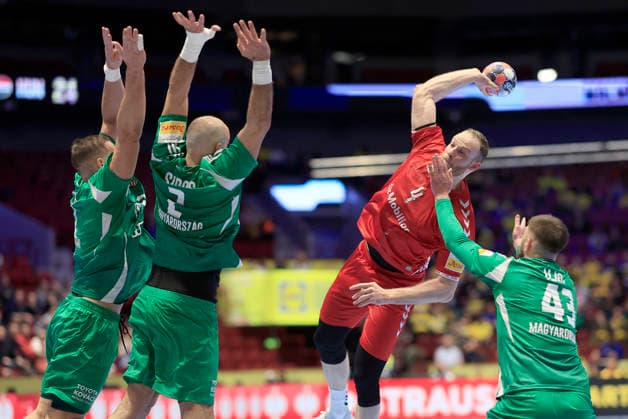 Switzerland s Lenny Rubin in action during the 2026 EHF European Men s Handball Championship (the EHF Euro 2026) match between Switzerland and Hungary, at Malmo Arena in Malmo, Sweden, on January 23, 2026. MALMÖ SWEDEN x10600x