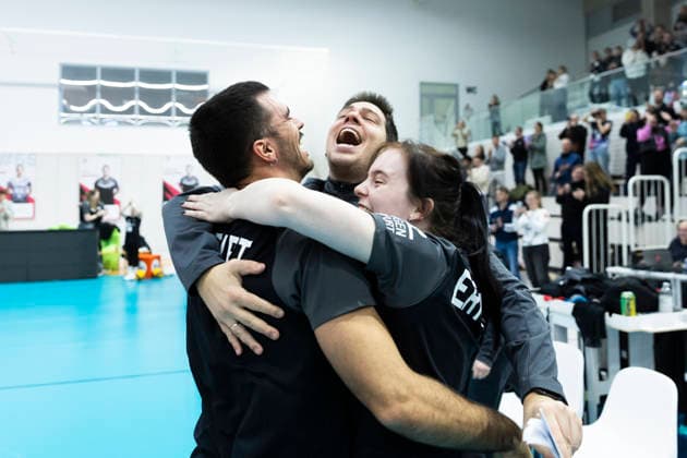 1. Volleyball Bundesliga Frauen: Schwarz-Weiss Erfurt vs. VC Wiesbaden; Erfurt; 23.01.2026 von links, Manuel Mico Navarro (Co-Trainer, Paplo Sánchez (Trainer; Schwarz-Weiss Erfurt), Rebekka Schneider (Co-Trainer; Schwarz-Weiss Erfurt)) 1. Volleyball Bundesliga Frauen: Schwarz-Weiss Erfurt vs. VC Wiesbaden; Riethsporthalle Erfurt; 23.01.2026 Copyright: xBEAUTIFULxSPORTS Duehringx