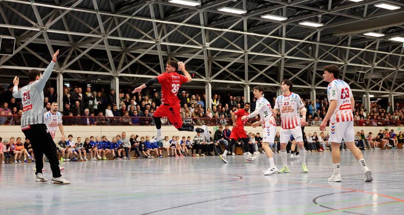 23.01.2026, Deutschland, Korntal-Münchingen, Handball Benefizspiel, SG BBM Bietigheim vs. Fivers WAT Margareten, Jonathan Fischer (Bietigheim), Hallenübersicht, Übersicht