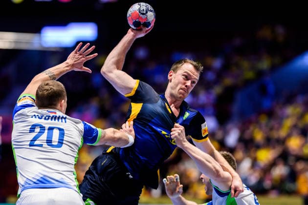 260123 Felix Claar of Sweden during the EHF European Handball Championship main round match between Slovenia and Sweden on January 23, 2026 in Malmö. Photo: Petter Arvidson BILDBYRAN kod PA PA1136 handball handboll handball handbolls-em 2026 sverige sweden slovenia slovenien ehf european handball championship bbeng Copyright: PETTERxARVIDSON BB260123PA164