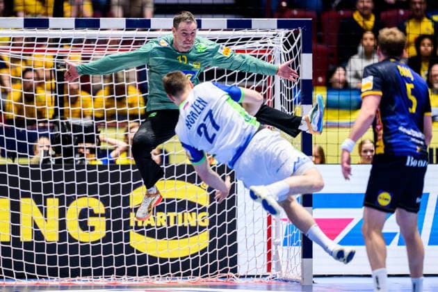 260123 Goalkeeper Andreas Palicka of Sweden during the EHF European Handball Championship main round match between Slovenia and Sweden on January 23, 2026 in Malmö. Photo: Petter Arvidson BILDBYRAN kod PA PA1136 handball handboll handball handbolls-em 2026 sverige sweden slovenia slovenien ehf european handball championship bbeng Copyright: PETTERxARVIDSON BB260123PA204