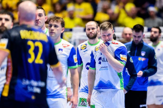 260123 Kristjan Horzen of Slovenia looks dejected after the EHF European Handball Championship main round match between Slovenia and Sweden on January 23, 2026 in Malmö. Photo: Petter Arvidson BILDBYRAN kod PA PA1136 handball handboll handball handbolls-em 2026 sverige sweden slovenia slovenien ehf european handball championship bbeng depp Copyright: PETTERxARVIDSON BB260123PA261