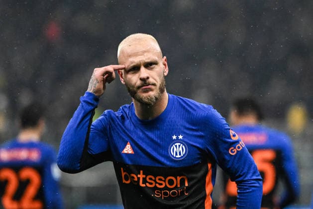 Federico Dimarco of Inter FC celebrating after a goal during the Italian Serie A football match between Inter FC and Pisa Sporting Club on January 23th, 2026 at Giuseppe Meazza San Siro Siro stadium in Milan, Italy. Photo Tiziano Ballabio  Copyright: xTizianoxBallabio IPAxSportx xipa-agency.netx xx IPA_70473238 IPA_Agency_IPA70473238