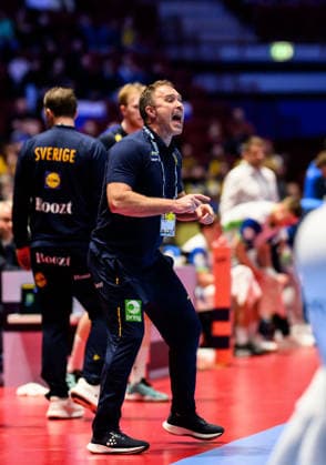 260123 Head coach Michael Apelgren of Sweden during the EHF European Handball Championship main round match between Slovenia and Sweden on January 23, 2026 in Malmö. Photo: Petter Arvidson BILDBYRAN kod PA PA1136 handball handboll handball handbolls-em 2026 sverige sweden Slovenia slovenien ehf european handball championship bbeng Copyright: PETTERxARVIDSON BB260123PA293