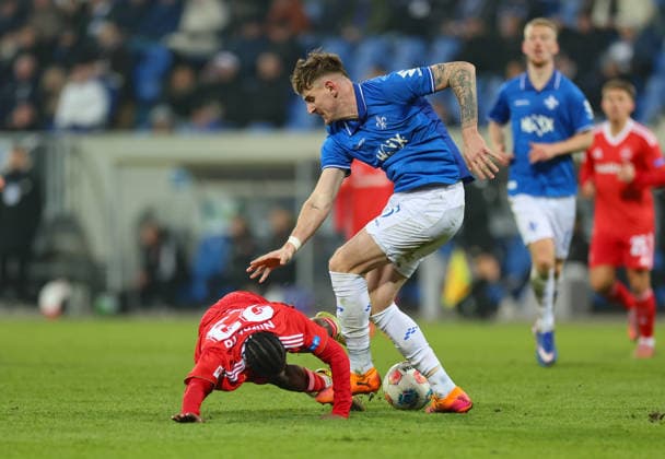 23.01.2026, Fussball 2. Bundesliga, SV Darmstadt 98 - 1. FC Nürnberg, emonline, emspor, despor, v.l., Mohamed Ali Zoma (1. FC Nürnberg), Matej Maglica (SV Darmstadt 98) DFL DFB REGULATIONS PROHIBIT ANY USE OF PHOTOGRAPHS AS IMAGE SEQUENCES AND OR QUASI-VIDEO. xdcx
