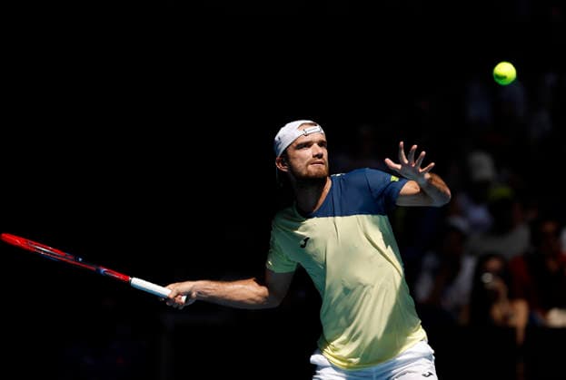 TENNIS AUSTRALIAN OPEN, Tomas Machac of the Czech Republic in action during the Men™s 3rd round match against Lorenzo Musetti of Italy on day 7 of the 2026 Australian Open tennis tournament at Melbourne Park in Melbourne, Saturday, January 24, 2026. ( NO ARCHIVING MELBOURNE VICTORIA AUSTRALIA  Copyright: xROBxPREZIOSOx 20260124151862433912