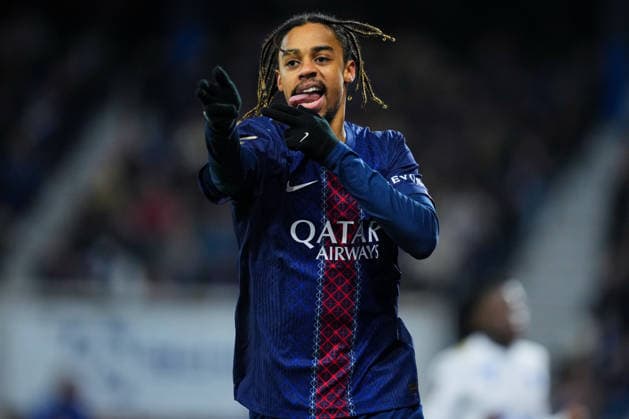 Sport Bilder des Tages #2 AJ Auxerre v PSG - French Ligue 1 AUXERRE, FRANCE - JANUARY 23: Bradley Barcola of PSG celebrates after scoring his team s first goal during the French Ligue 1 (L1) soccer match between AJ Auxerre and Paris Saint-Germain (PSG) at Stade de l Abbe-Deschamps stadium in Auxerre, France on January 23, 2026. Maxime Delacroix Anadolu Auxerre France. Editorial use only. Please get in touch for any other usage.  Copyright: x2026xAnadoluxMaximexDelacroixx