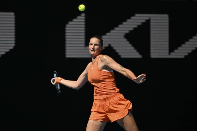 Australian Open 2026 MELBOURNE, AUSTRALIA - JANUARY 24: Karolina Pliskova of Czech Republic in action against Madison Keys of United States (not seen) in round 3 match at the Australian Open grand slam tennis tournament at Melbourne Park in Melbourne, Australia on January 24, 2026. Mark Avellino Anadolu Melbourne Australia. Editorial use only. Please get in touch for any other usage.  Copyright: x2026xAnadoluxMarkxAvellinox