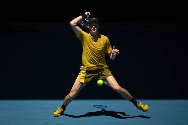 TENNIS AUSTRALIAN OPEN, Janik Sinner of Italy in action in action during the Men™s 3rd round match against Eliot Spizzirri of USA on day 7 of the 2026 Australian Open tennis tournament at Melbourne Park in Melbourne, Saturday, January 24, 2026. ( NO ARCHIVING MELBOURNE VICTORIA AUSTRALIA  Copyright: xLUKASxCOCHx 20260124138556035466