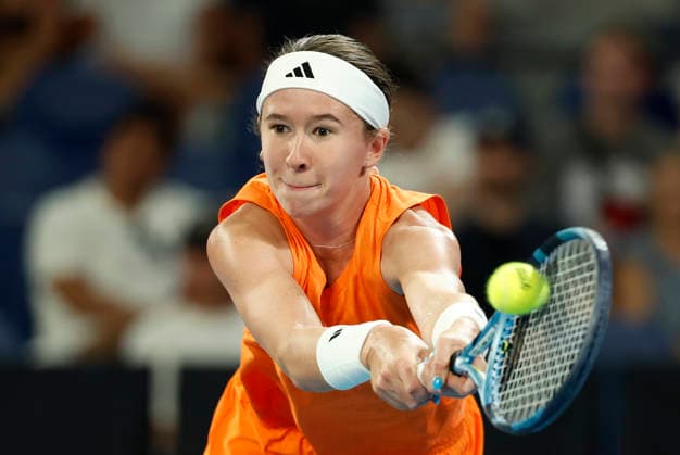 TENNIS AUSTRALIAN OPEN, Nikola Bartunvkova of Czech Republic in action during the Women™s 3rd round match against Elise Mertens of Belgium on day 7 of the 2026 Australian Open tennis tournament at Melbourne Park in Melbourne, Saturday, January 24, 2026. ( NO ARCHIVING MELBOURNE VICTORIA AUSTRALIA  Copyright: xROBxPREZIOSOx 20260124150284922579