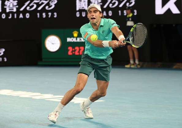 January 24, 2026, Melbourne, Victoria, Australia: ELIOT SPIZZIRRI of USA during the match against J. Sinner of Italy in the third round of Australian Open, Melbourne, Australia. Spizzirri lost 6:4, 3:6, 4:6, 4:6. Melbourne Australia - ZUMAc278 20260124_zsp_c278_039 Copyright: xMarcinxCholewinskix