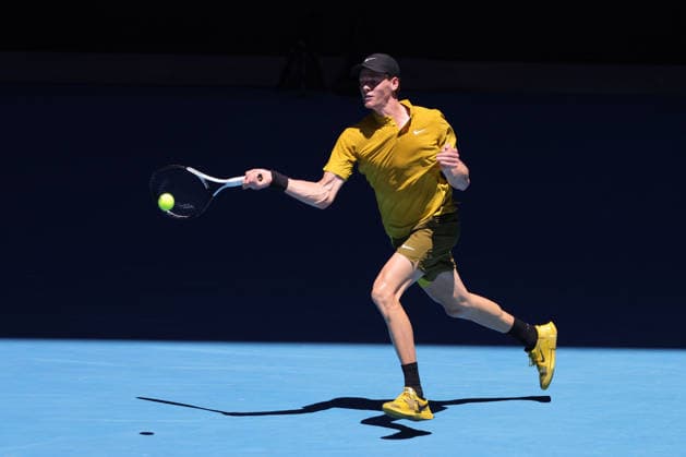 Jannik Sinner, ITA, during third round of 2026 Australian Open in Melbourne, 24 01 2026; -