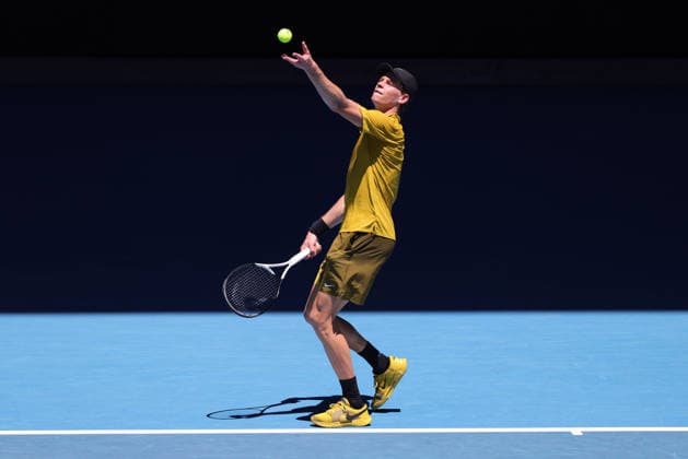Jannik Sinner, ITA, during third round of 2026 Australian Open in Melbourne, 24 01 2026; -