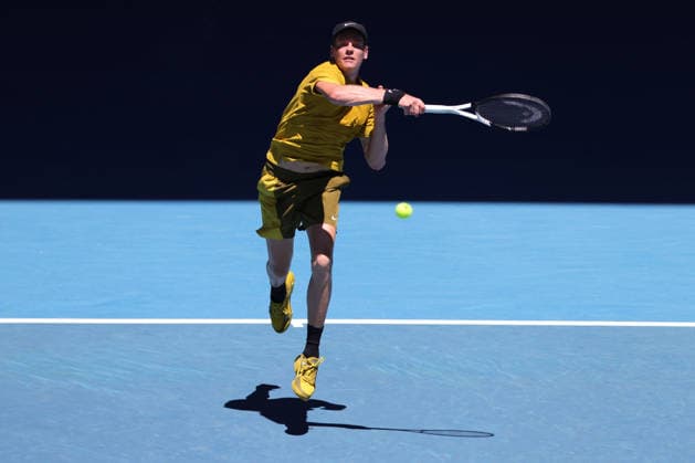 Jannik Sinner, ITA, during third round of 2026 Australian Open in Melbourne, 24 01 2026; -