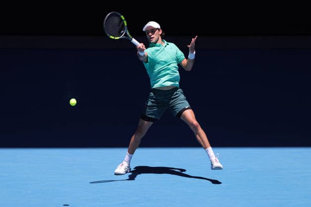 Eliot Spizzirri, USA, during third round of 2026 Australian Open in Melbourne, 24 01 2026; -