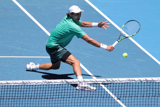Eliot Spizzirri, USA, during third round of 2026 Australian Open in Melbourne, 24 01 2026; -