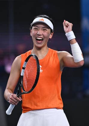 TENNIS AUSTRALIAN OPEN, Xinyu Wang of China celebrates after winning the Women™s 3rd round match against Linda Noskova of Czech Republic on day 7 of the 2026 Australian Open tennis tournament at Melbourne Park in Melbourne, Saturday, January 24, 2026. ( NO ARCHIVING MELBOURNE VICTORIA AUSTRALIA  Copyright: xJAMESxROSSx 20260124149010114545