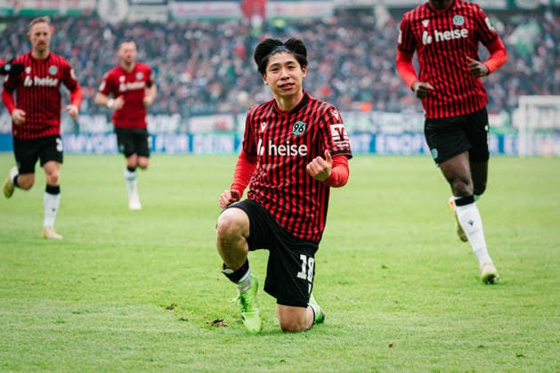 2. Bundesliga: Hannover 96 vs. Fortuna Düsseldorf, 24.01.2026 TOR; JUBEL durch Daisuke Yokota (Hannover 96, 18) zum 1:0; Fußball, 2. Bundesliga, 19. Spieltag: Hannover 96 vs. Fortuna Düsseldorf am 24.01.2026 in der Heinz von Heiden Arena, Hannover DFL REGULATIONS PROHIBIT ANY USE OF PHOTOGRAPHS AS IMAGE SEQUENCES AND OR QUASI-VIDEO.