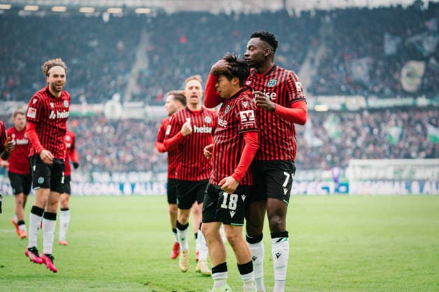 2. Bundesliga: Hannover 96 vs. Fortuna Düsseldorf, 24.01.2026 TOR; JUBEL durch Daisuke Yokota (Hannover 96, 18) zum 1:0; Fußball, 2. Bundesliga, 19. Spieltag: Hannover 96 vs. Fortuna Düsseldorf am 24.01.2026 in der Heinz von Heiden Arena, Hannover DFL REGULATIONS PROHIBIT ANY USE OF PHOTOGRAPHS AS IMAGE SEQUENCES AND OR QUASI-VIDEO.