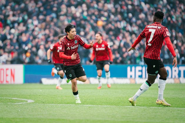 2. Bundesliga: Hannover 96 vs. Fortuna Düsseldorf, 24.01.2026 TOR; JUBEL durch Daisuke Yokota (Hannover 96, 18) zum 1:0; Fußball, 2. Bundesliga, 19. Spieltag: Hannover 96 vs. Fortuna Düsseldorf am 24.01.2026 in der Heinz von Heiden Arena, Hannover DFL REGULATIONS PROHIBIT ANY USE OF PHOTOGRAPHS AS IMAGE SEQUENCES AND OR QUASI-VIDEO.