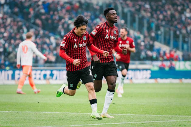 2. Bundesliga: Hannover 96 vs. Fortuna Düsseldorf, 24.01.2026 TOR; JUBEL durch Daisuke Yokota (Hannover 96, 18) zum 1:0; Fußball, 2. Bundesliga, 19. Spieltag: Hannover 96 vs. Fortuna Düsseldorf am 24.01.2026 in der Heinz von Heiden Arena, Hannover DFL REGULATIONS PROHIBIT ANY USE OF PHOTOGRAPHS AS IMAGE SEQUENCES AND OR QUASI-VIDEO.