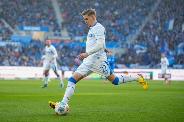 Fussball: 2. Bundesliga, 19. Spieltag, Karlsruher SC - Hertha BSC am 24.01.2026 in Karlsruhe (BBBank Wildpark), Deutschland, Saison 2025 2026: DFB DFL REGULATIONS PROHIBIT ANY USE OF PHOTOGRAPHS as IMAGE SEQUENCES and or QUASI-VIDEO: Im Fokus Marten Winkler (22, BSC). Karlsruhe BBBank Wildpark Deutschland