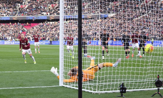 Jarrod Bowen (WHU) scores from the penalty spot for the second West Ham goal (2-0) at the West Ham United v Sunderland EPL match, at the London Stadium, London, UK on 24th January, 2026. 