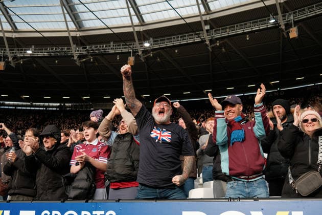 West Ham United v Sunderland 24 January 2026, London - Premier League Football - West Ham United v Sunderland - West Ham fans celebrate their first goal - Photo: Jacques Feeney Offside. London UK Copyright: xJacquesxFeeneyx xOffsidexOffside