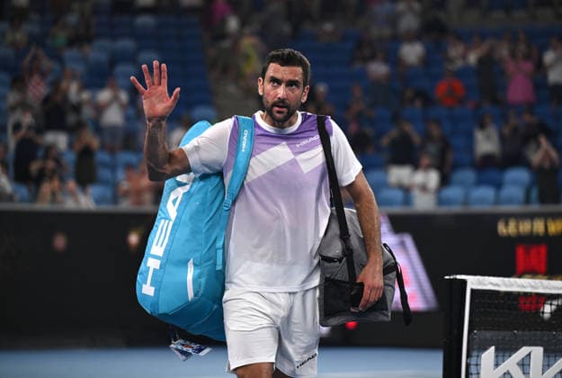 TENNIS AUSTRALIAN OPEN, Marin Cilic of Croatia departs after losing the Men™s 3rd round match against Casper Ruud of Norway on day 7 of the 2026 Australian Open tennis tournament at Melbourne Park in Melbourne, Saturday, January 24, 2026. ( NO ARCHIVING MELBOURNE VICTORIA AUSTRALIA  Copyright: xLUKASxCOCHx 20260125123801865914